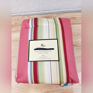 Pottery Barn Galena Striped Duvet Cover Sz King Bright Colorful Beach Modern NOS
